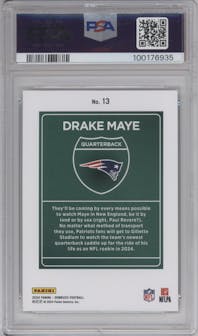 Drake Maye from the 2024 Donruss set graded by PSA and given an overall grade of 10.