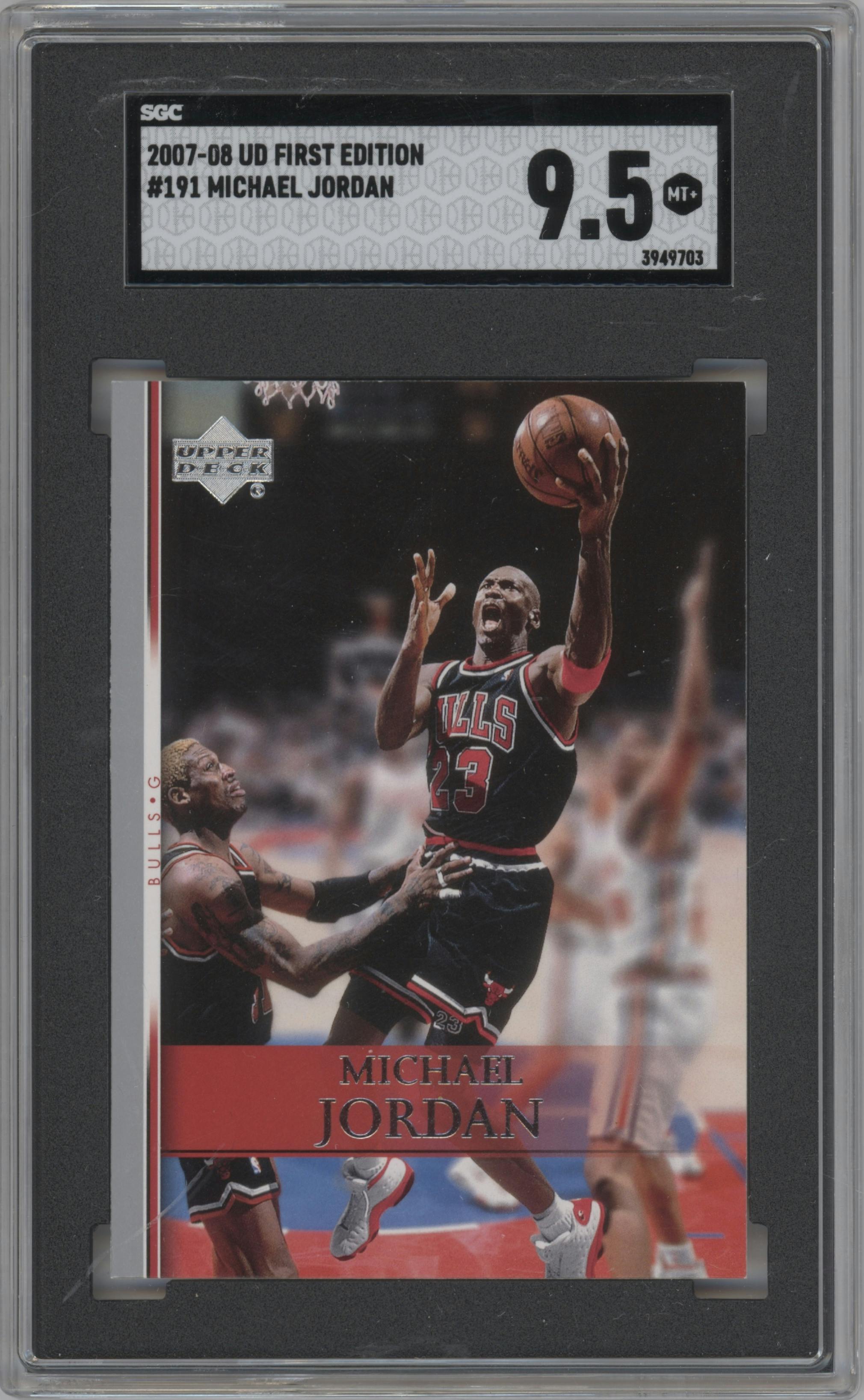 Michael Jordan from the 2007-08 Upper Deck First Edition set graded by SGC and given an overall grade of 9.5.