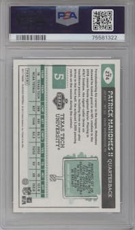 Patrick Mahomes II from the 2017 Panini Classics set graded by PSA and given an overall grade of 10.