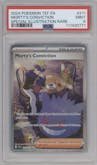 Morty's Conviction from the 2024 Pokemon SV set graded by PSA and given an overall grade of 9.