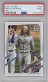 Bryce Harper from the 2021 Topps Series 1 set graded by PSA and given an overall grade of 9.