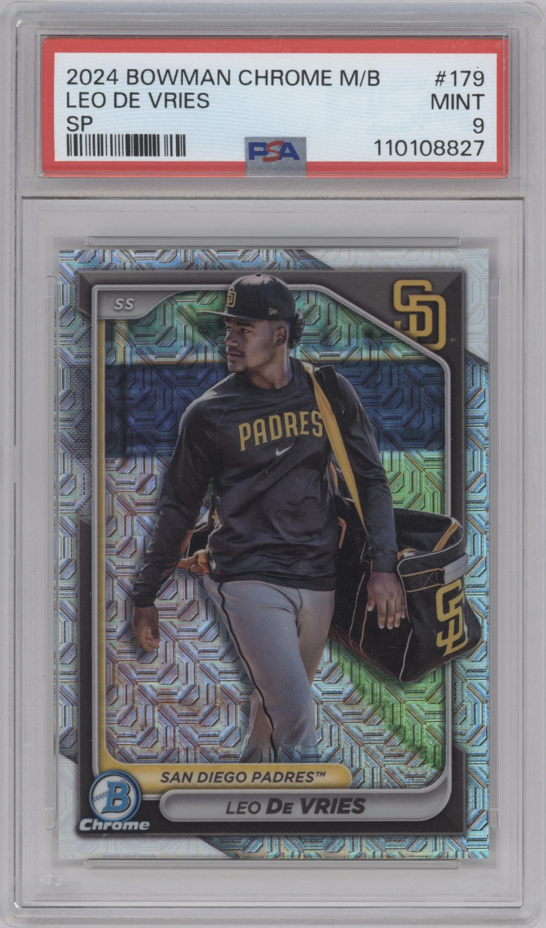 2024 Bowman Chrome Mega Box Image Variation Leo De Vries #BCP-179 PSA 9