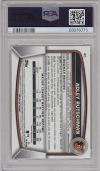 Adley Rutschman from the 2023 Bowman Mega Box set graded by PSA and given an overall grade of 10.