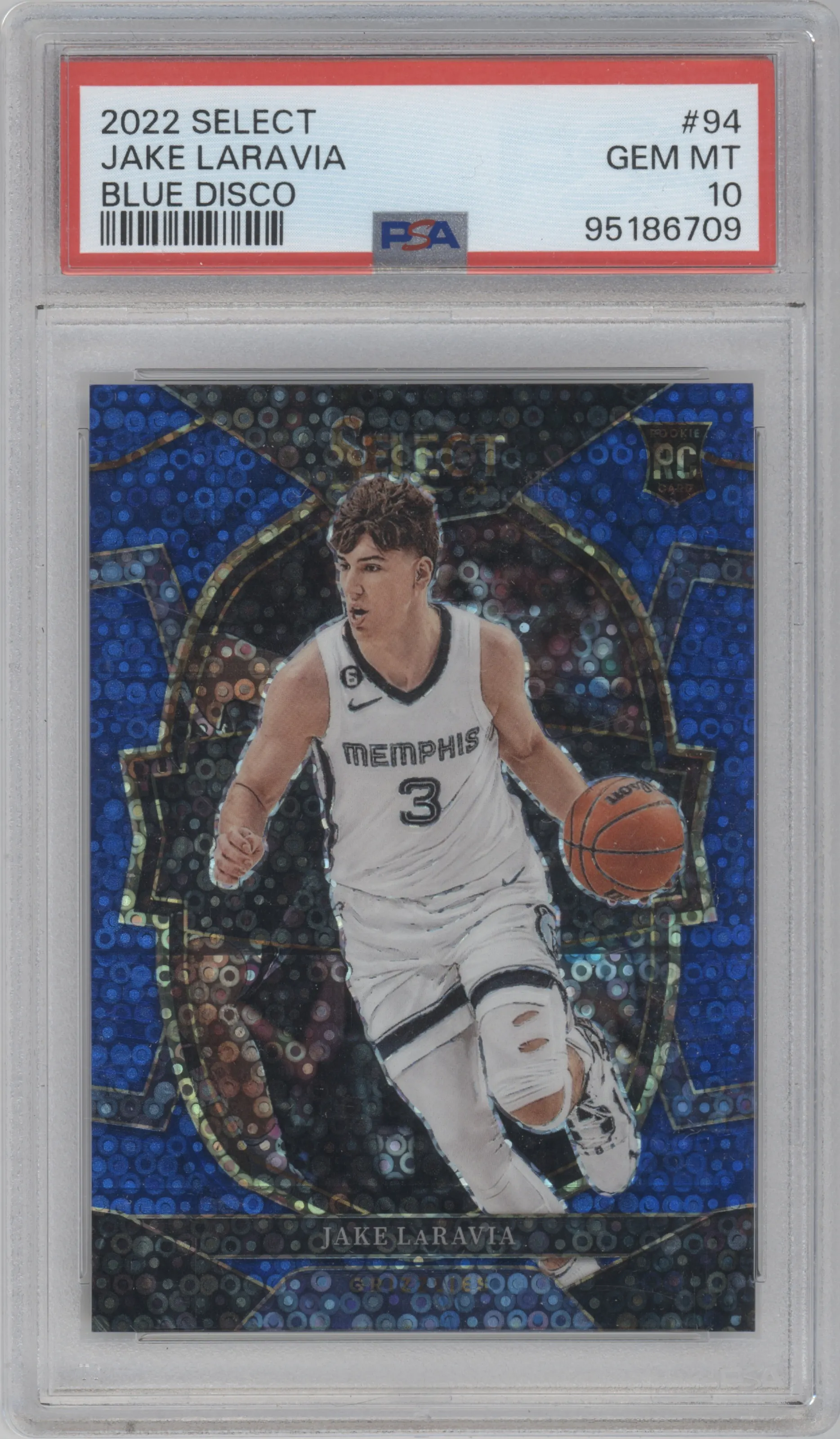 2022 Panini Select Jake LaRavia Blue Disco PSA 10