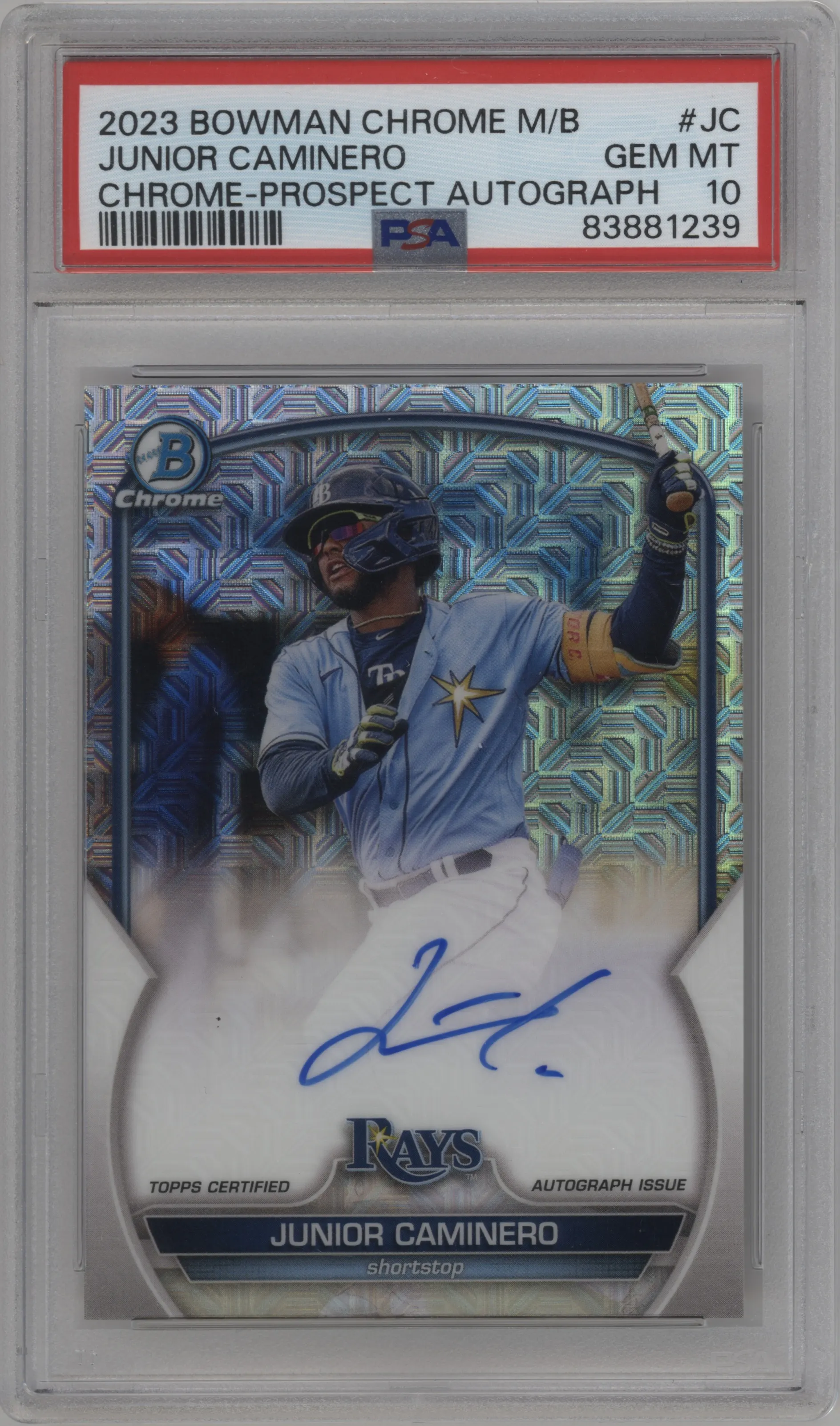 2023 Bowman Mega Box Chr.Pros.Auto Junior Caminero #BMA-JC PSA 10