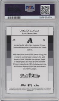 Jordan Lawlar from the 2024 Topps Black & White set featuring a Yellow parallel graded by PSA and given an overall grade of 10.