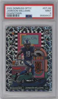 Jameson Williams from the 2022 Panini Donruss Optic set graded by PSA and given an overall grade of 9.