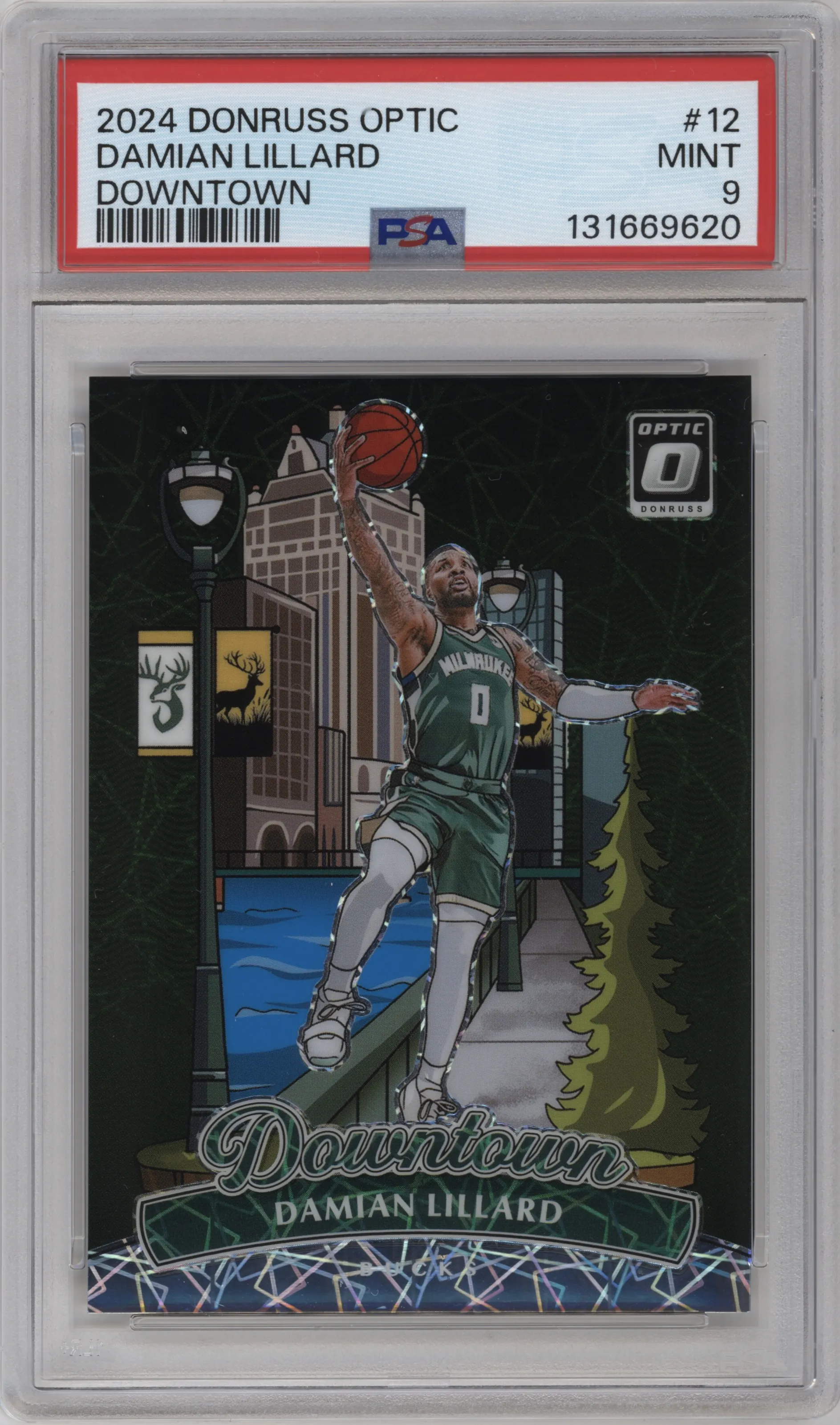 2024 Donruss Optic Downtown Damian Lillard #12 PSA 9