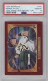 Henry Davis from the 2024 Bowman set featuring a Red Refractors parallel graded by PSA and given an overall grade of 10.