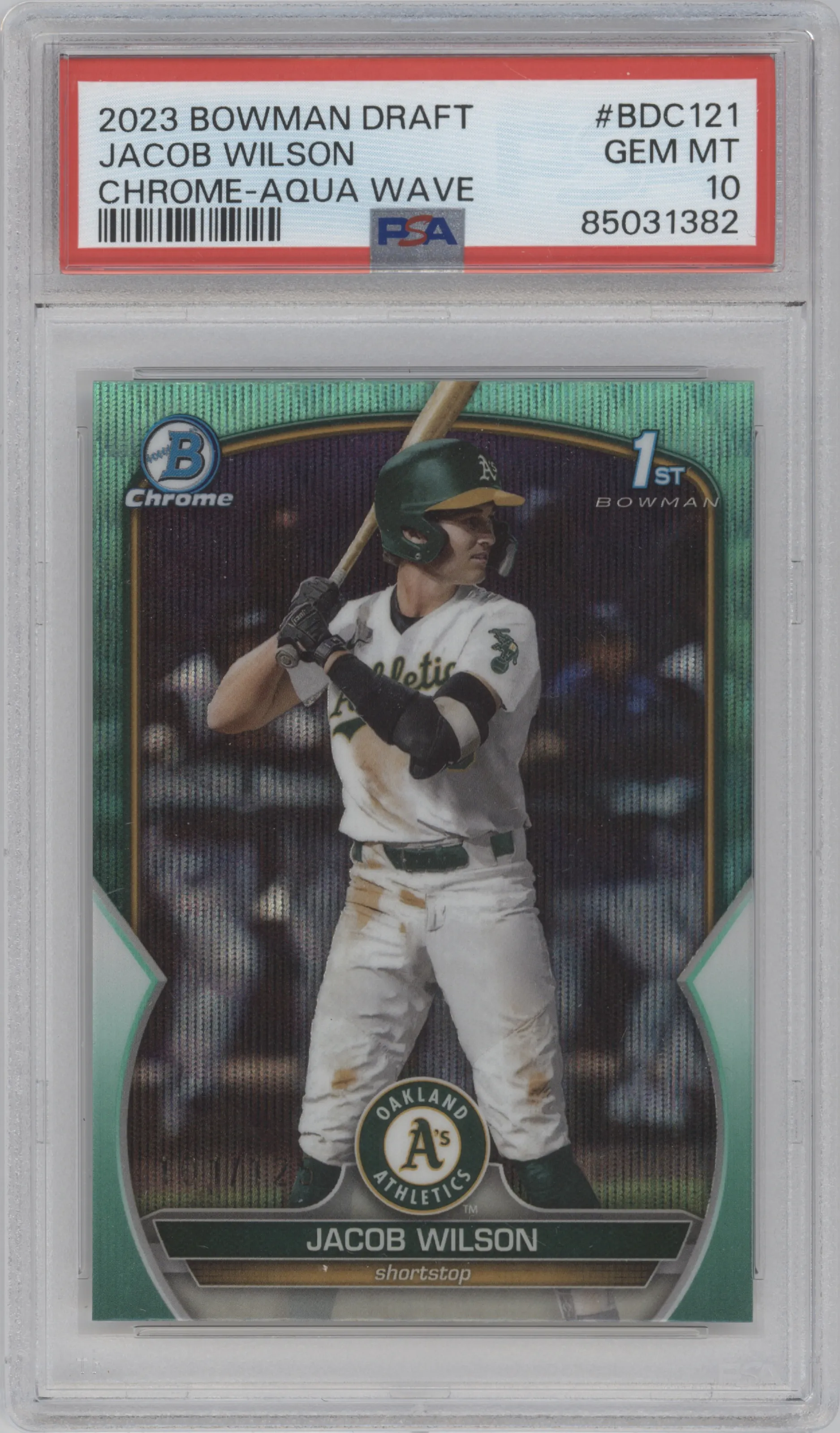 2023 Bowman Draft Chrome Jacob Wilson Aqua Wave Refractor PSA 10