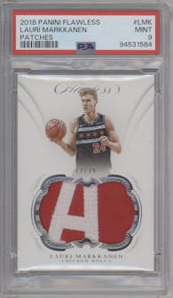 Lauri Markkanen from the 2018-19 Panini Flawless set graded by PSA and given an overall grade of 9.
