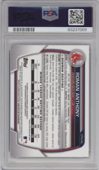 Roman Anthony from the 2023 Bowman  set graded by PSA and given an overall grade of 9.
