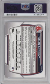 Roman Anthony from the 2023 Bowman  set graded by PSA and given an overall grade of 9.