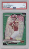 Jayden Daniels from the 2024 Panini Prizm set featuring a Green Wave parallel graded by PSA and given an overall grade of 9.