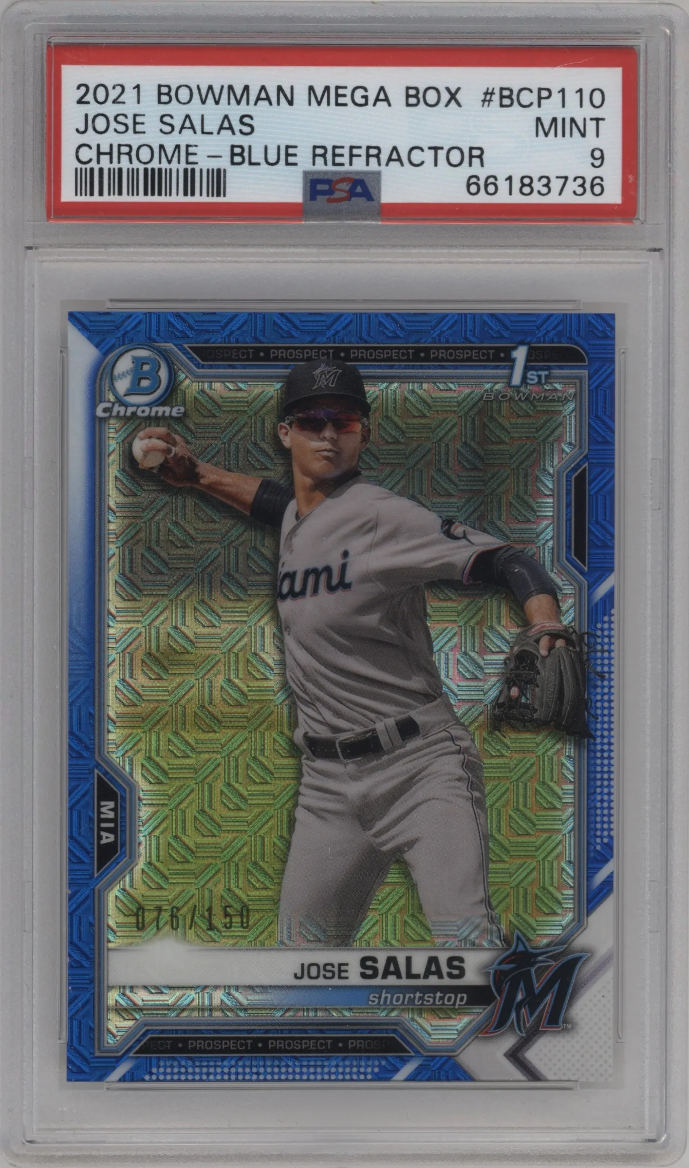 2021 Bowman Mega Box Chr.Pros. Jose Salas Blue Refractor PSA 9