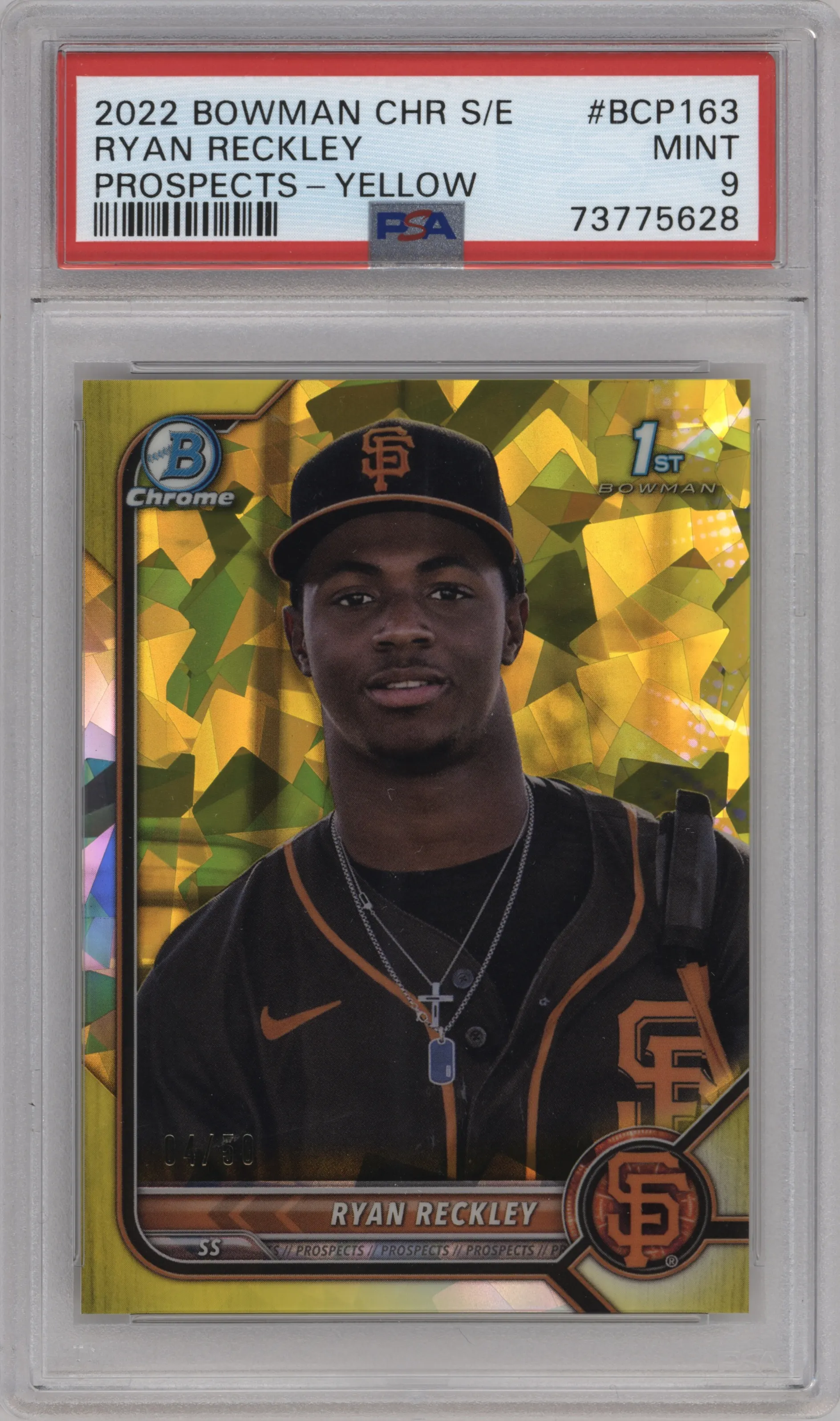 2022 Bowman Chrome Sapphire Edition Chr.Pros. Ryan Reckley Yellow PSA 9