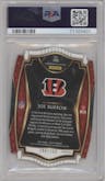 Joe Burrow from the 2020 Panini Select set featuring a Die-Cut Copper  parallel graded by PSA and given an overall grade of 9.