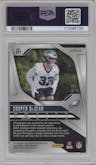 Cooper DeJean from the 2024 Panini Prizm set featuring a No Huddle parallel graded by PSA and given an overall grade of 10.
