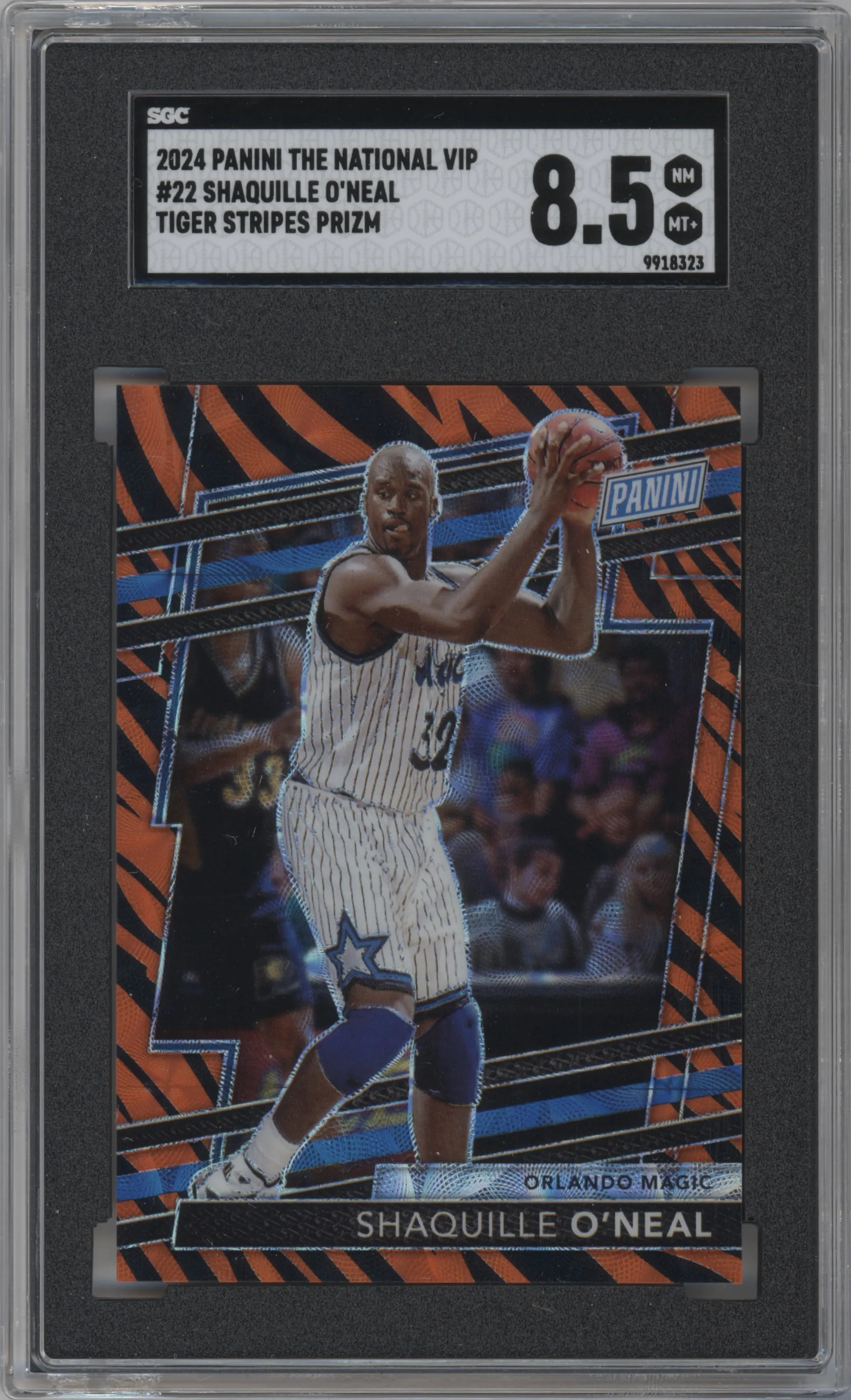2024 Panini The National VIP Gold Pack Shaquille O'Neal Tiger Stripes #22 SGC 8.5
