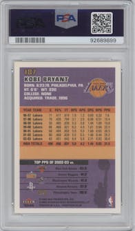 Kobe Bryant from the 2003-04 Fleer Tradition set graded by PSA and given an overall grade of 9.