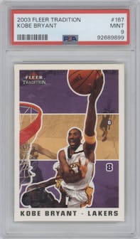 Kobe Bryant from the 2003-04 Fleer Tradition set graded by PSA and given an overall grade of 9.