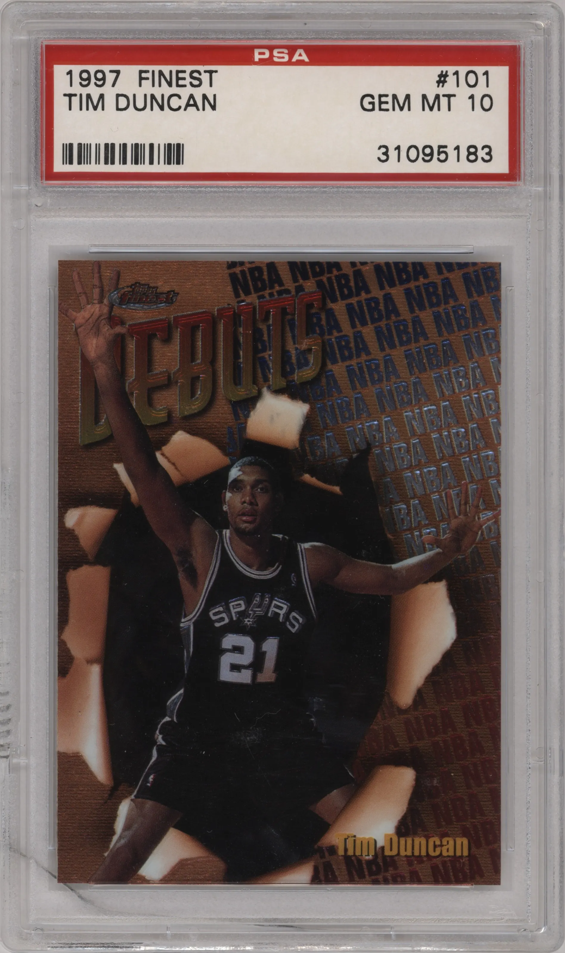 1997 Topps Finest Tim Duncan #101 PSA 10