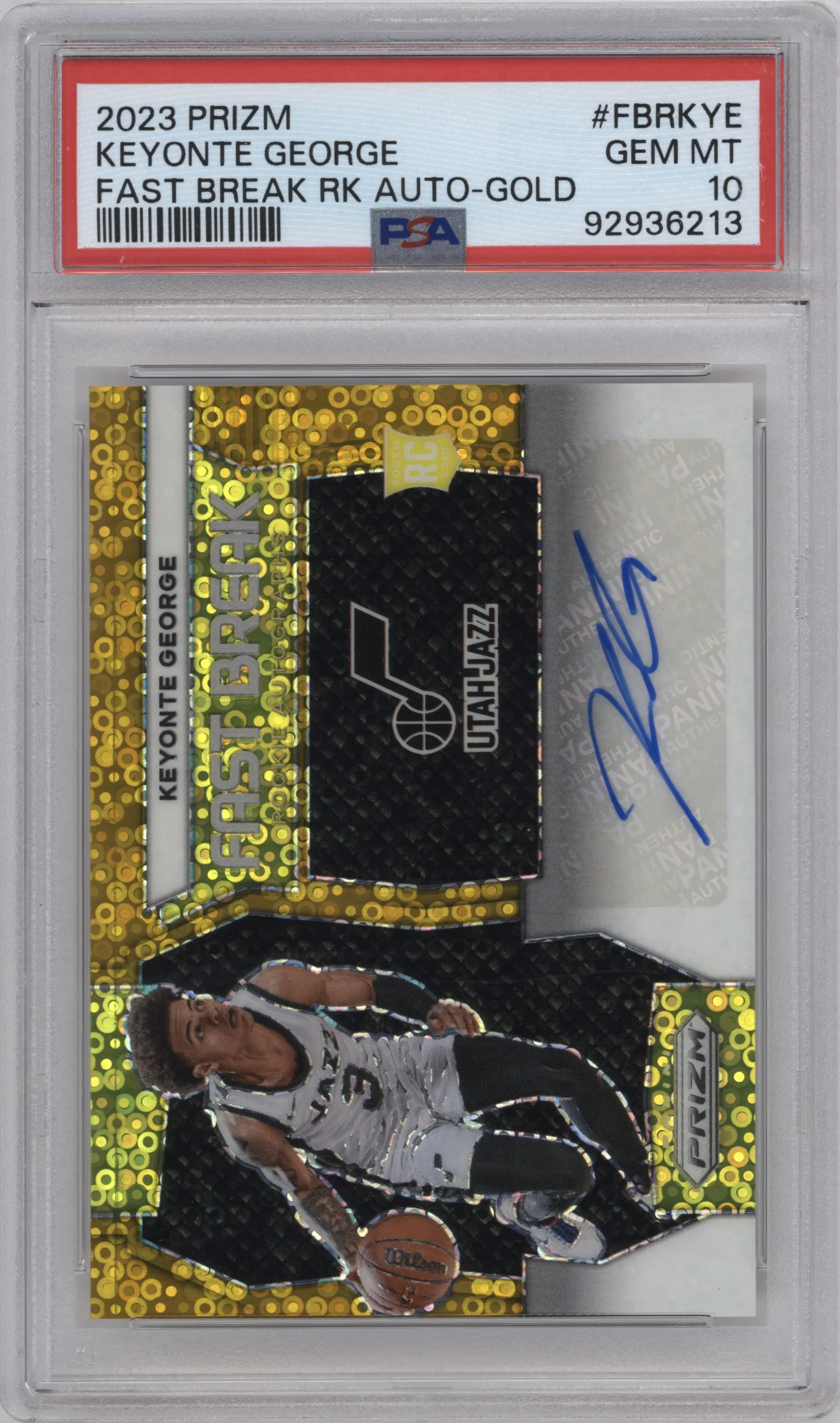 2023 Panini Prizm Fast Break Rke.Auto Keyonte George Gold #FBR-KYE PSA 10