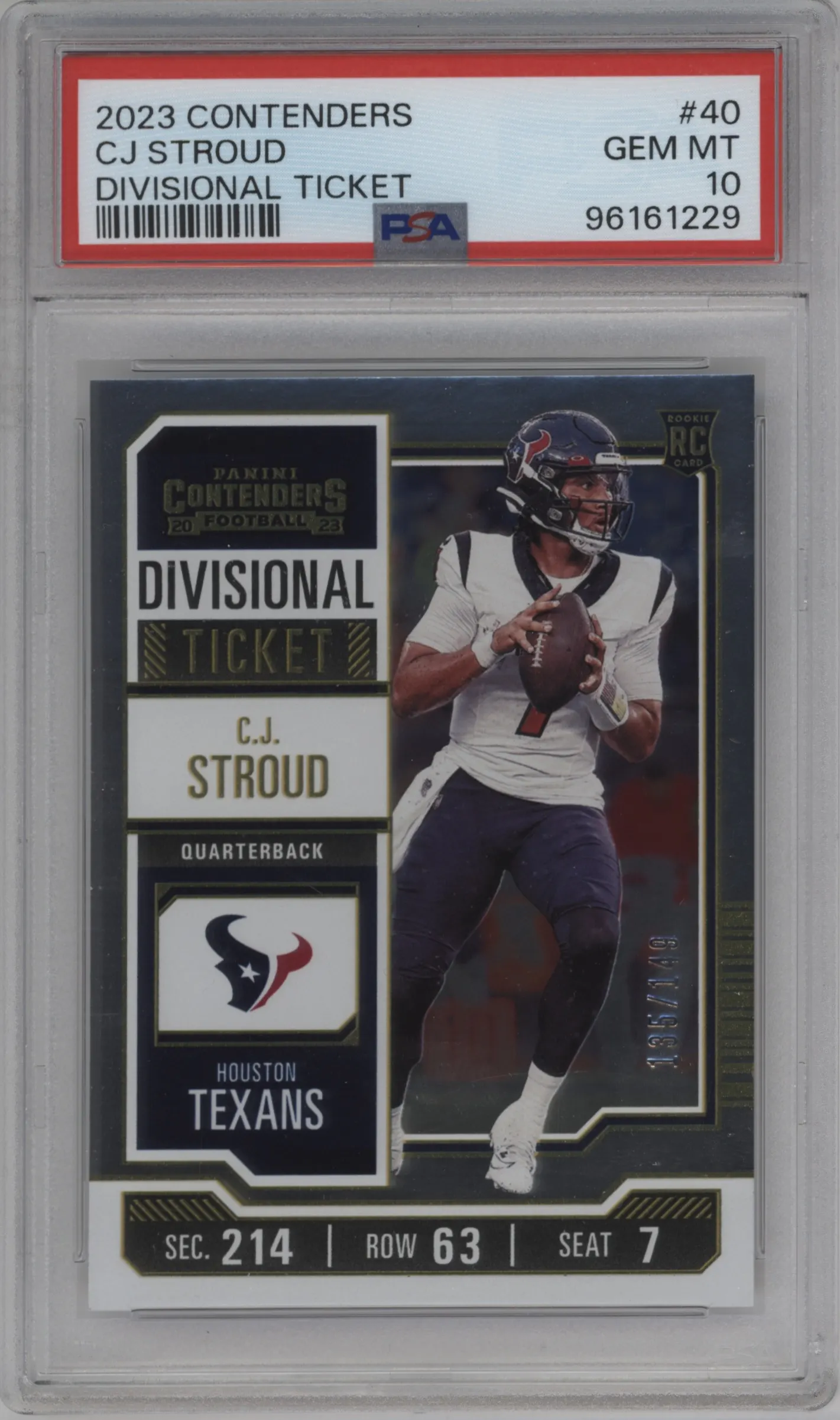 2023 Panini Contenders C.J. Stroud Divisional Ticket #40 PSA 10