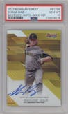 Shane Baz from the 2017 Bowman’s Best set featuring a Gold Refractor parallel graded by PSA and given an overall grade of 10.