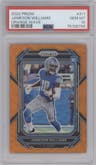 Jameson Williams from the 2022 Panini Prizm set featuring a Orange Wave parallel graded by PSA and given an overall grade of 10.