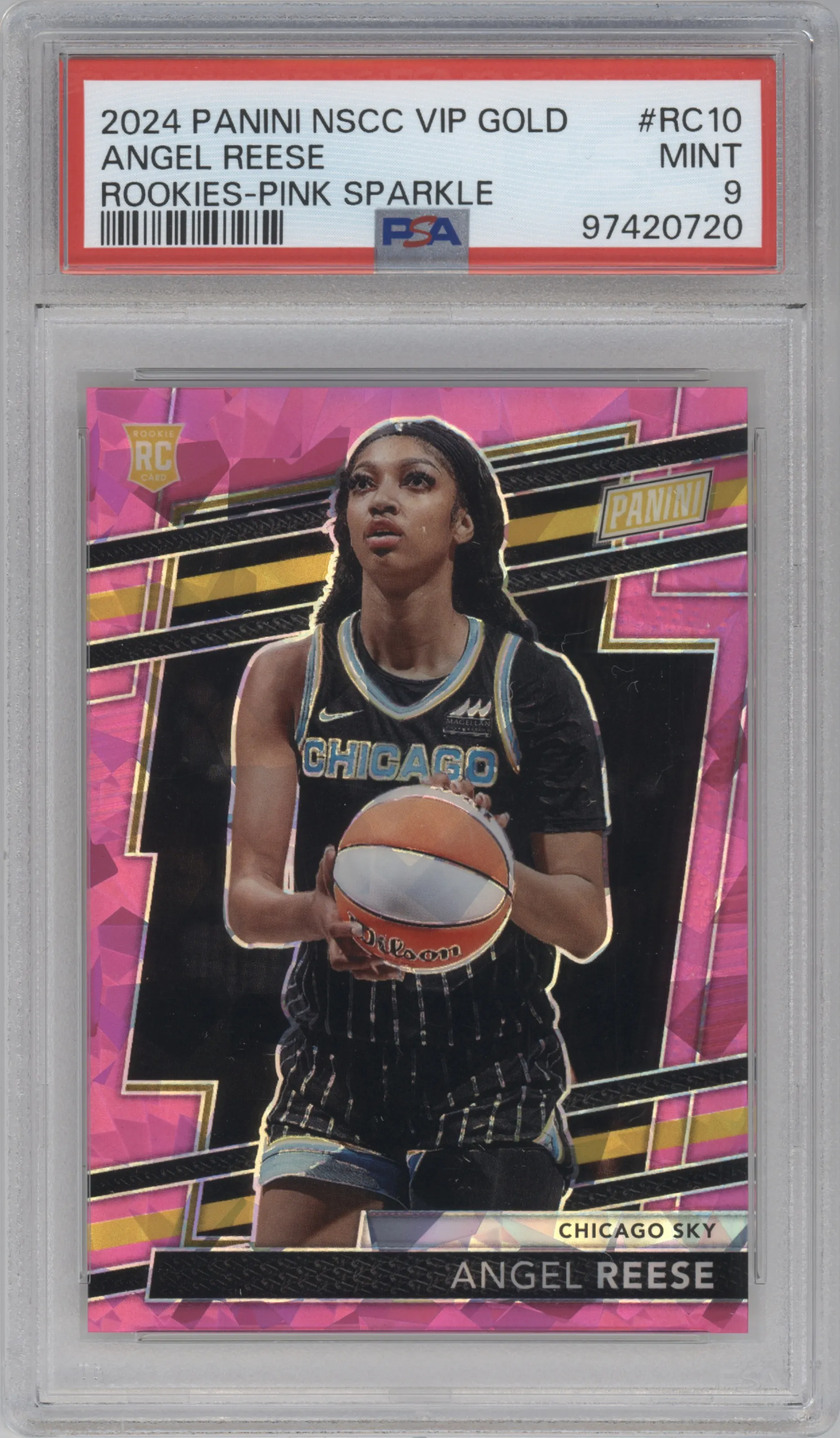 2024 Panini The National VIP Rookies Angel Reese Pink Sparkle #RC10 PSA 9