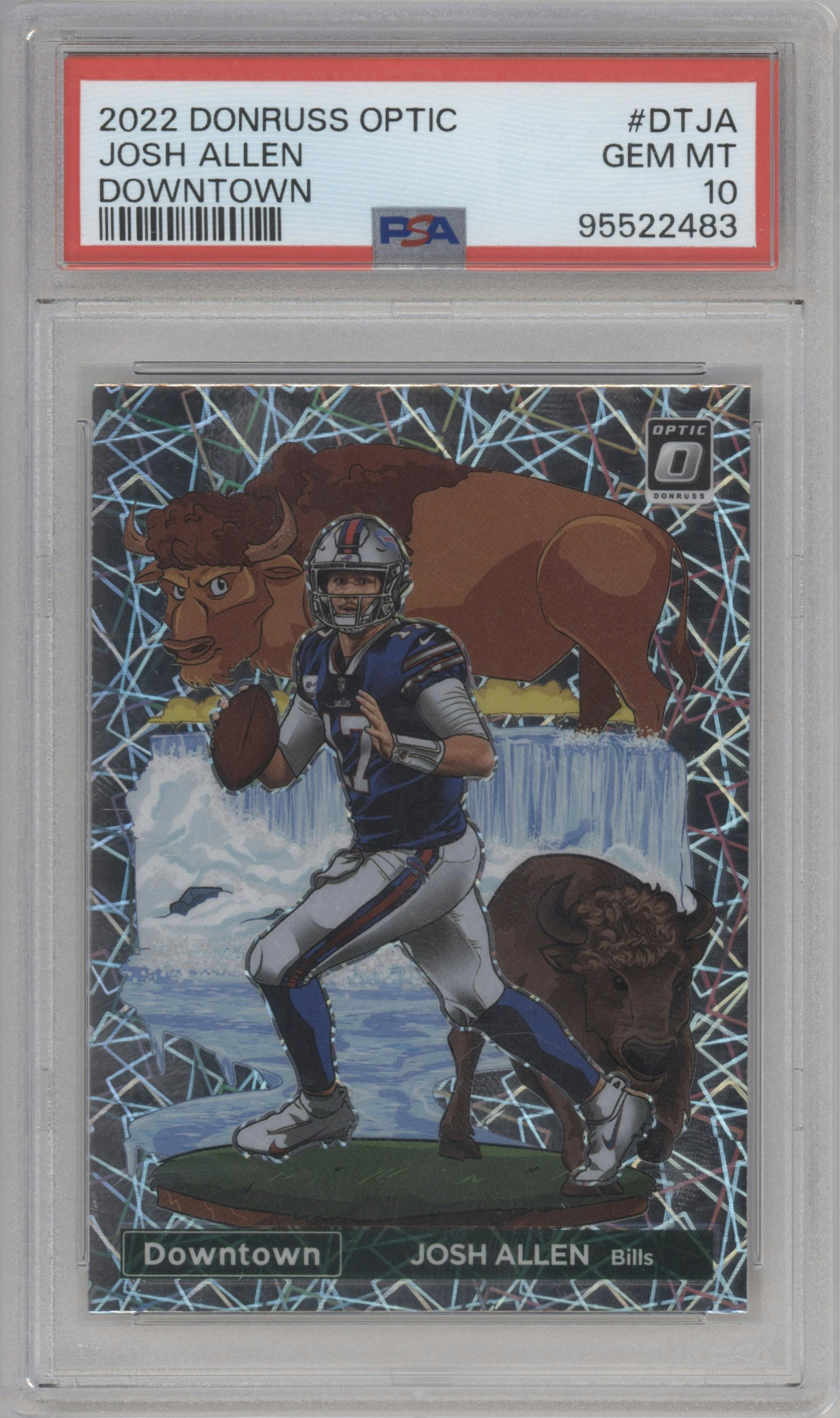 Josh Allen from the 2022 Panini Donruss Optic set graded by PSA and given an overall grade of 10.