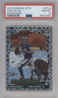 Josh Allen from the 2022 Panini Donruss Optic set graded by PSA and given an overall grade of 10.