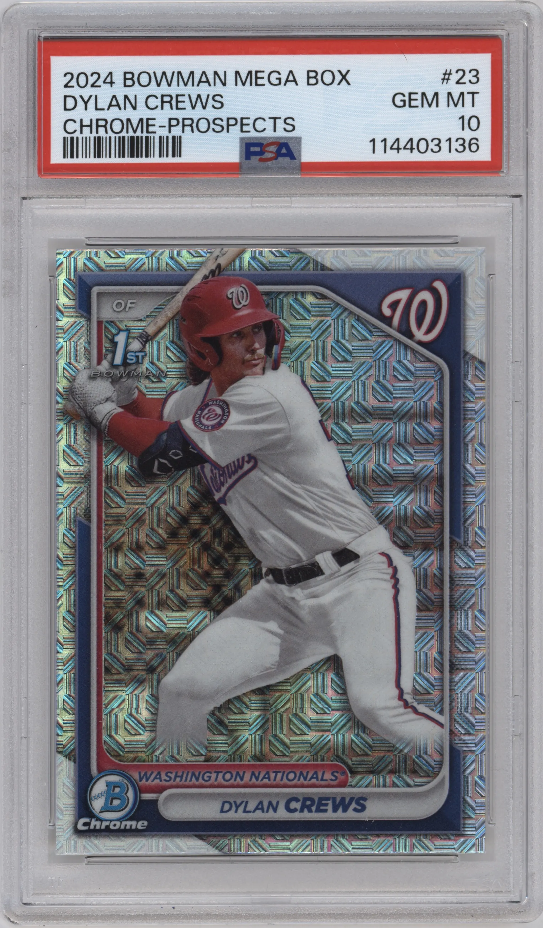 2024 Bowman Mega Box Chrome Pros. Dylan Crews PSA 10