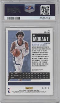 Ja Morant from the 2020-21 Panini Contenders set featuring a Premium Gold Ticket parallel graded by PSA and given an overall grade of 10.