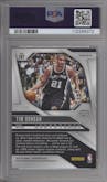 Tim Duncan from the 2024-25 Panini Prizm set featuring a Green Shimmer Prizm FOTL  parallel graded by PSA and given an overall grade of 9.