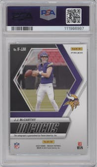 J.J. McCarthy from the 2024 Panini Mosaic set graded by PSA and given an overall grade of 10.