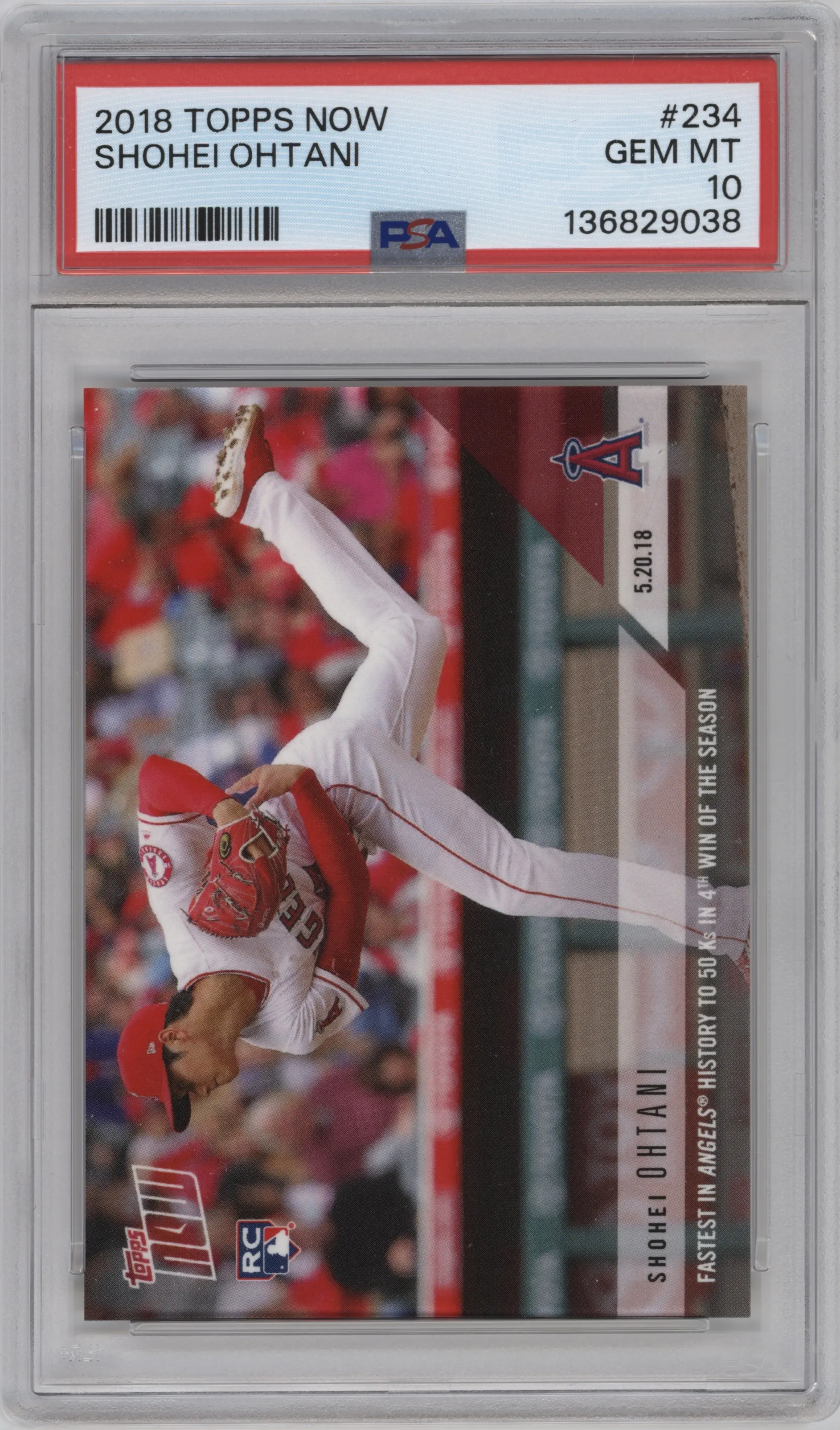 2018 Topps Now Shohei Ohtani PSA 10