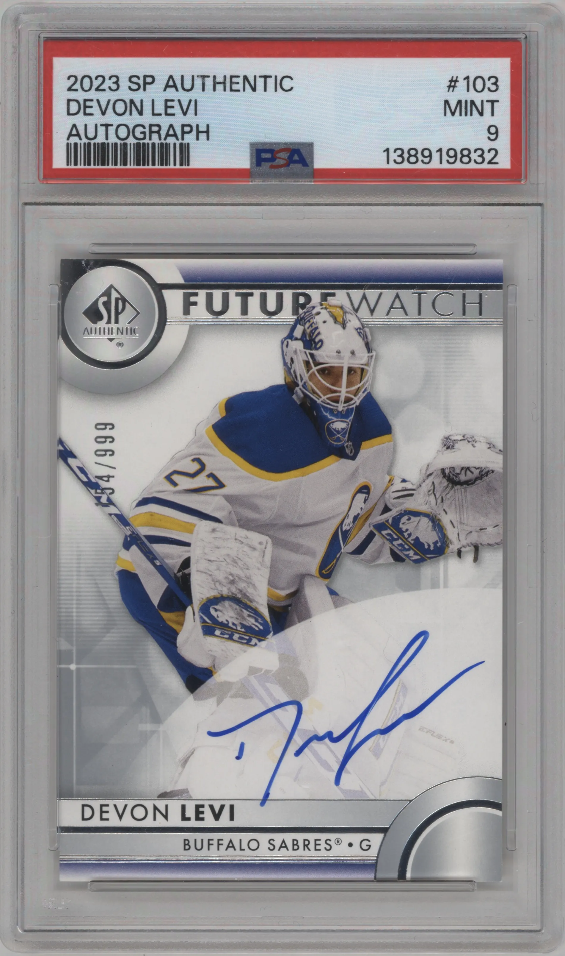 2023 SP Authentic Future Watch Auto Devon Levi #103 PSA 9