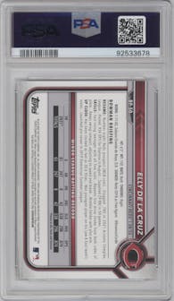 Elly De La Cruz from the 2022 Bowman set graded by PSA and given an overall grade of 10.