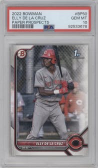 Elly De La Cruz from the 2022 Bowman set graded by PSA and given an overall grade of 10.