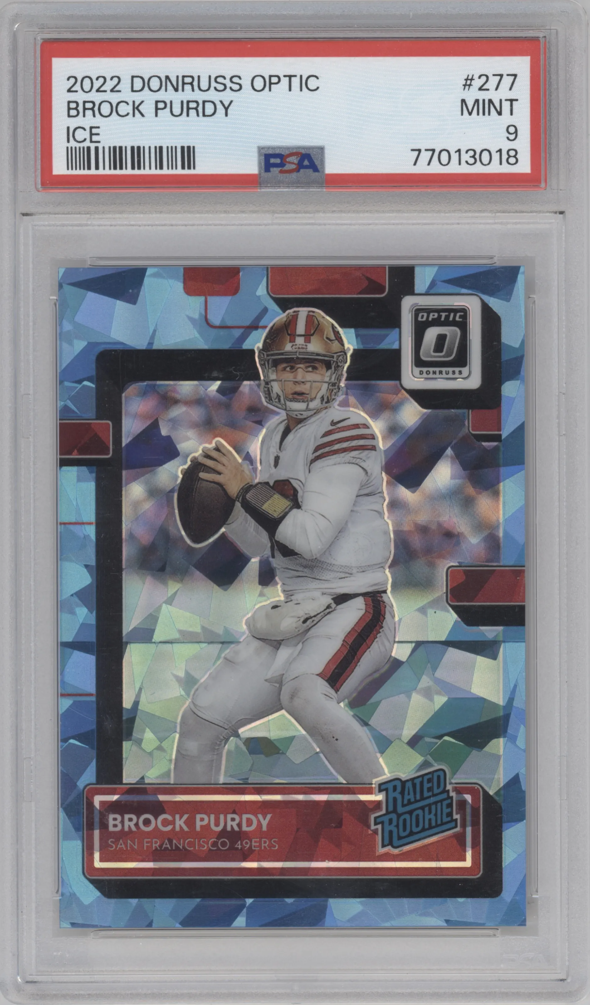 2022 Panini Donruss Optic Rated Rookie Brock Purdy Ice #277 PSA 9