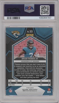 Brian Thomas Jr. from the 2024 Panini Mosaic set featuring a Pink Camo parallel graded by PSA and given an overall grade of 10.