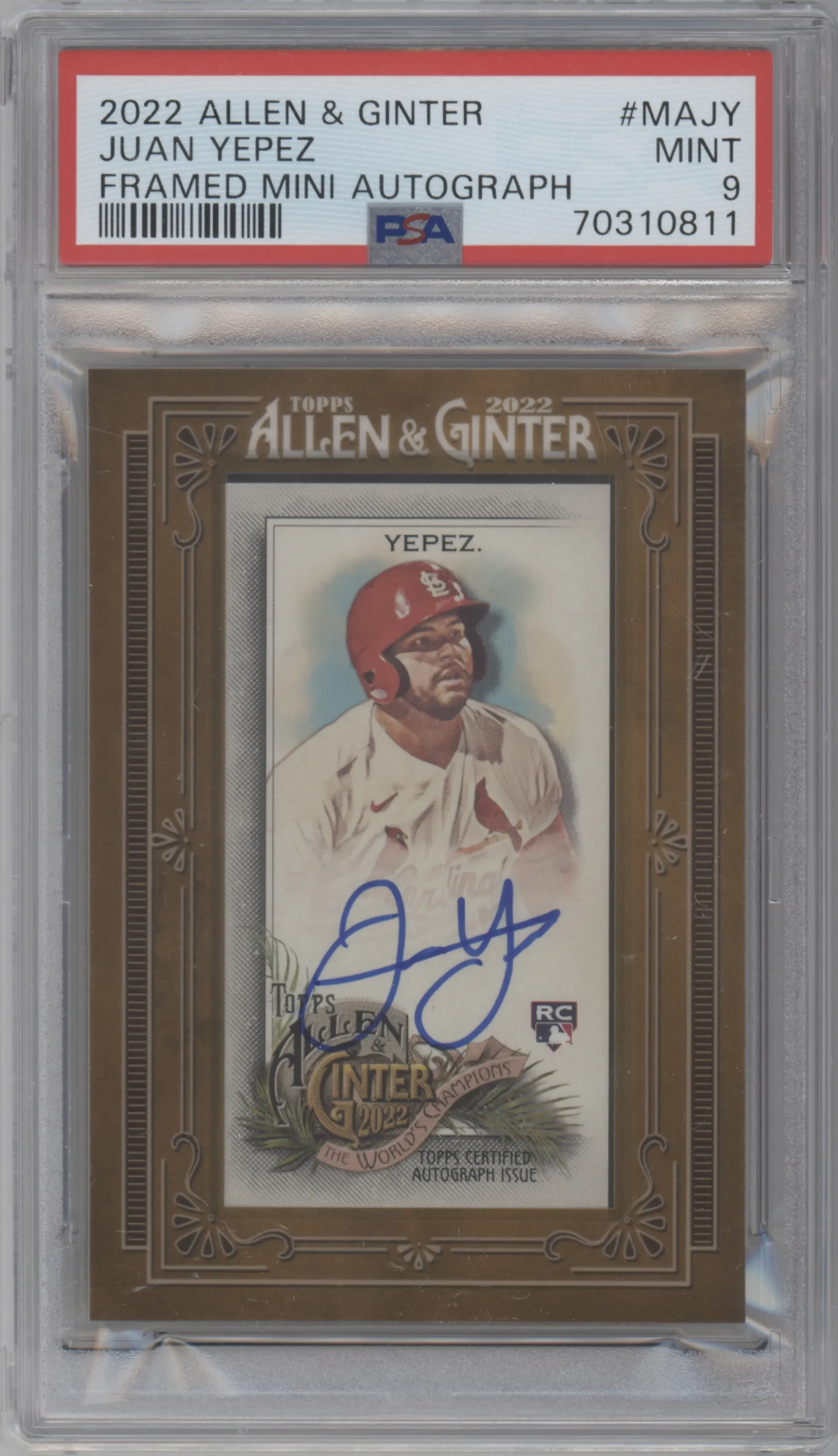 2022 Topps Allen & Ginter Framed Mini Auto Juan Yepez PSA 9