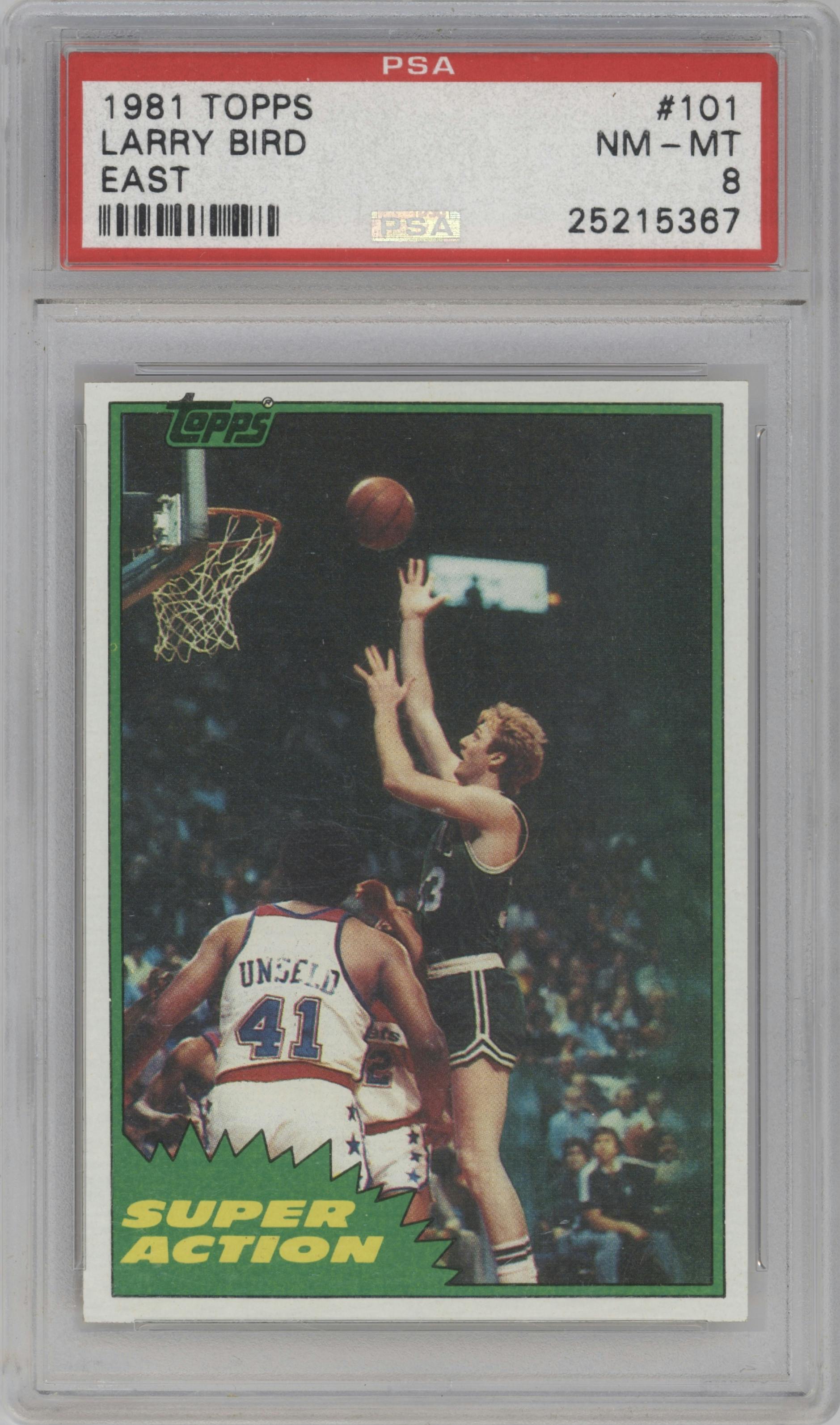 Larry Bird  from the 1981-82 Topps  set graded by PSA and given an overall grade of 8.