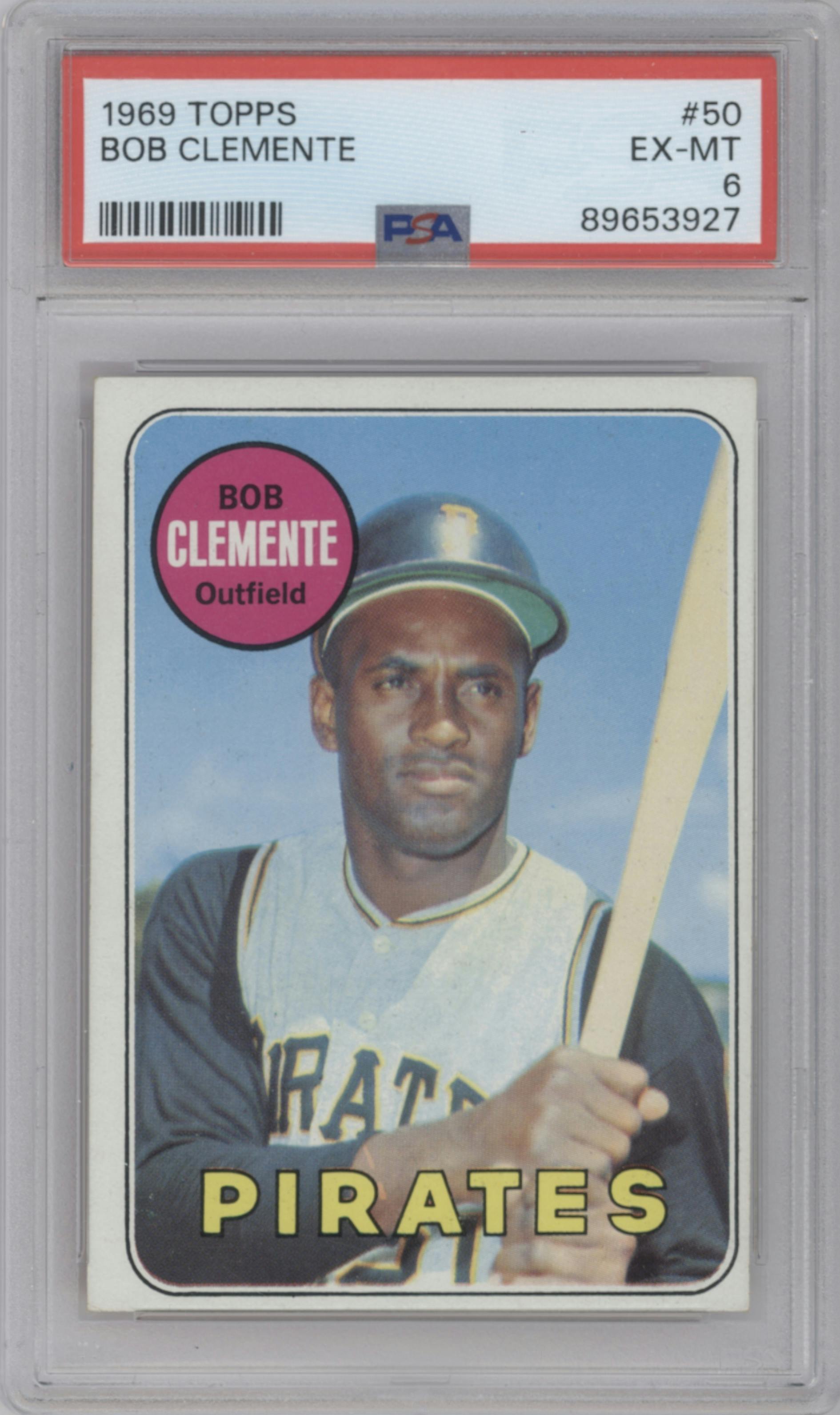 Bob Clemente from the 1969 Topps set graded by PSA and given an overall grade of 6.