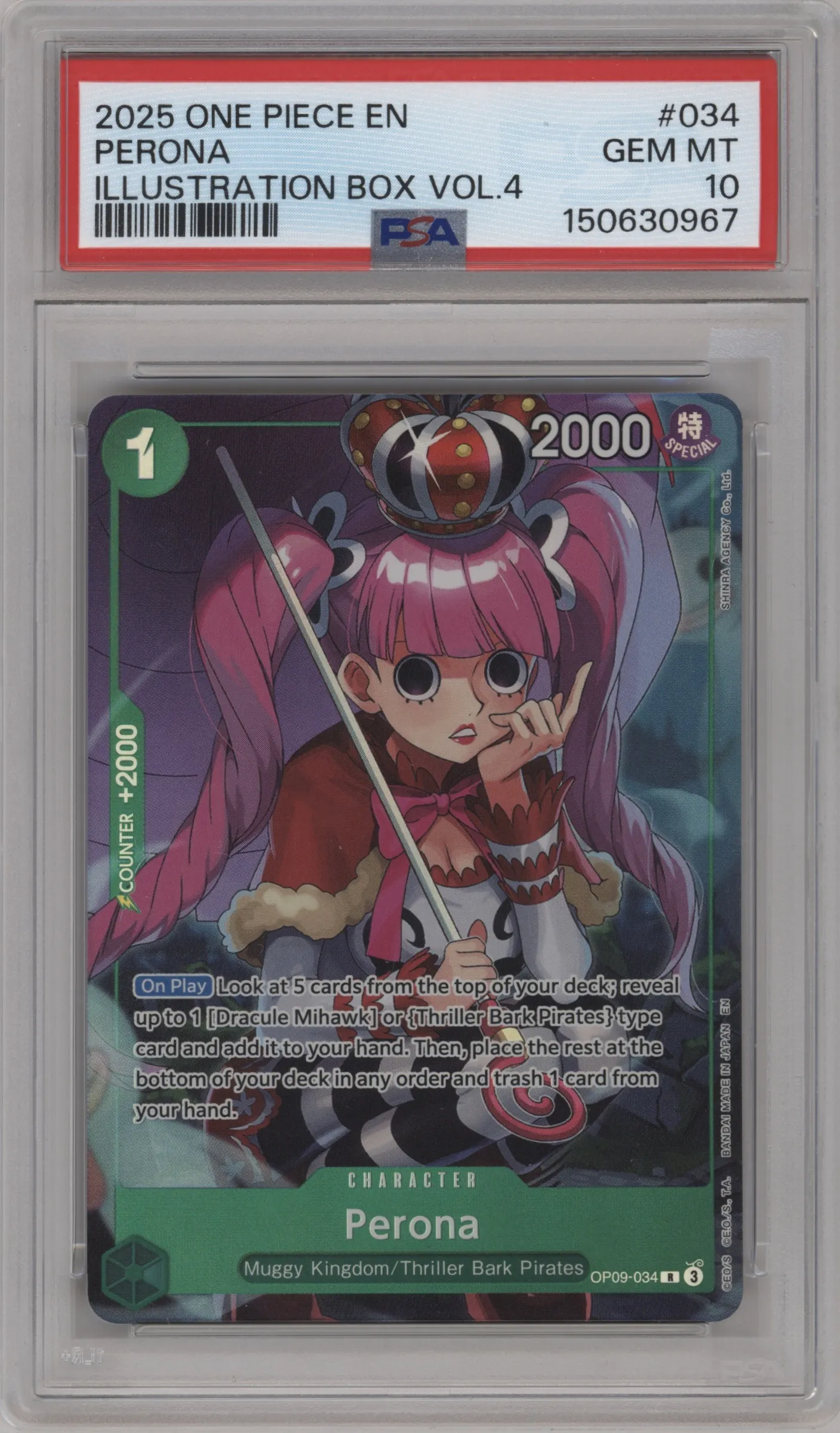 2025 One Piece Perona Illustration Box Vol.4 R #OP09-034 R PSA 10