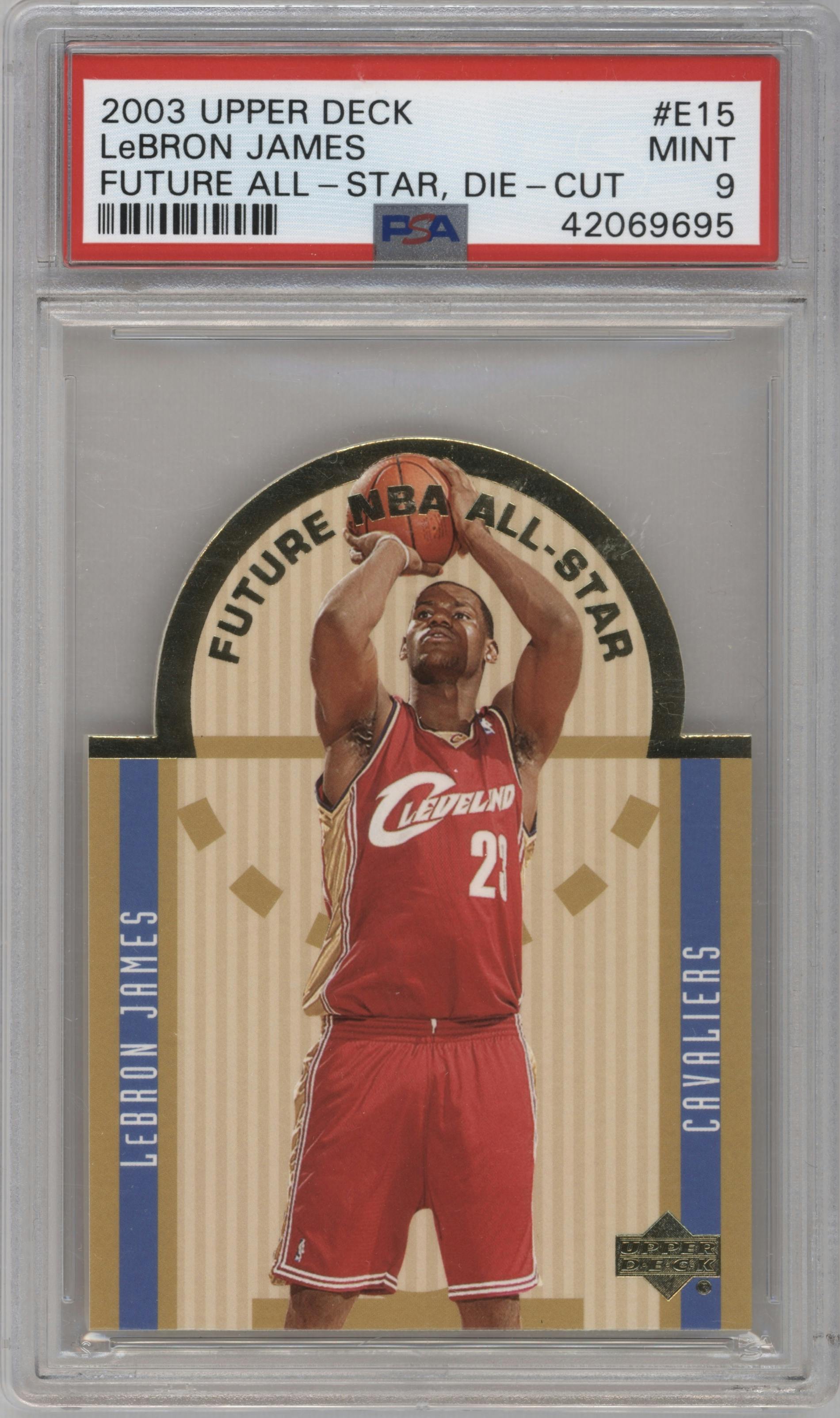 LeBron James from the 2003-04 Upper Deck set graded by PSA and given an overall grade of 9.