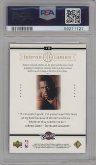 LeBron James from the 2003-04 Upper Deck LeBron James  set graded by PSA and given an overall grade of 9.