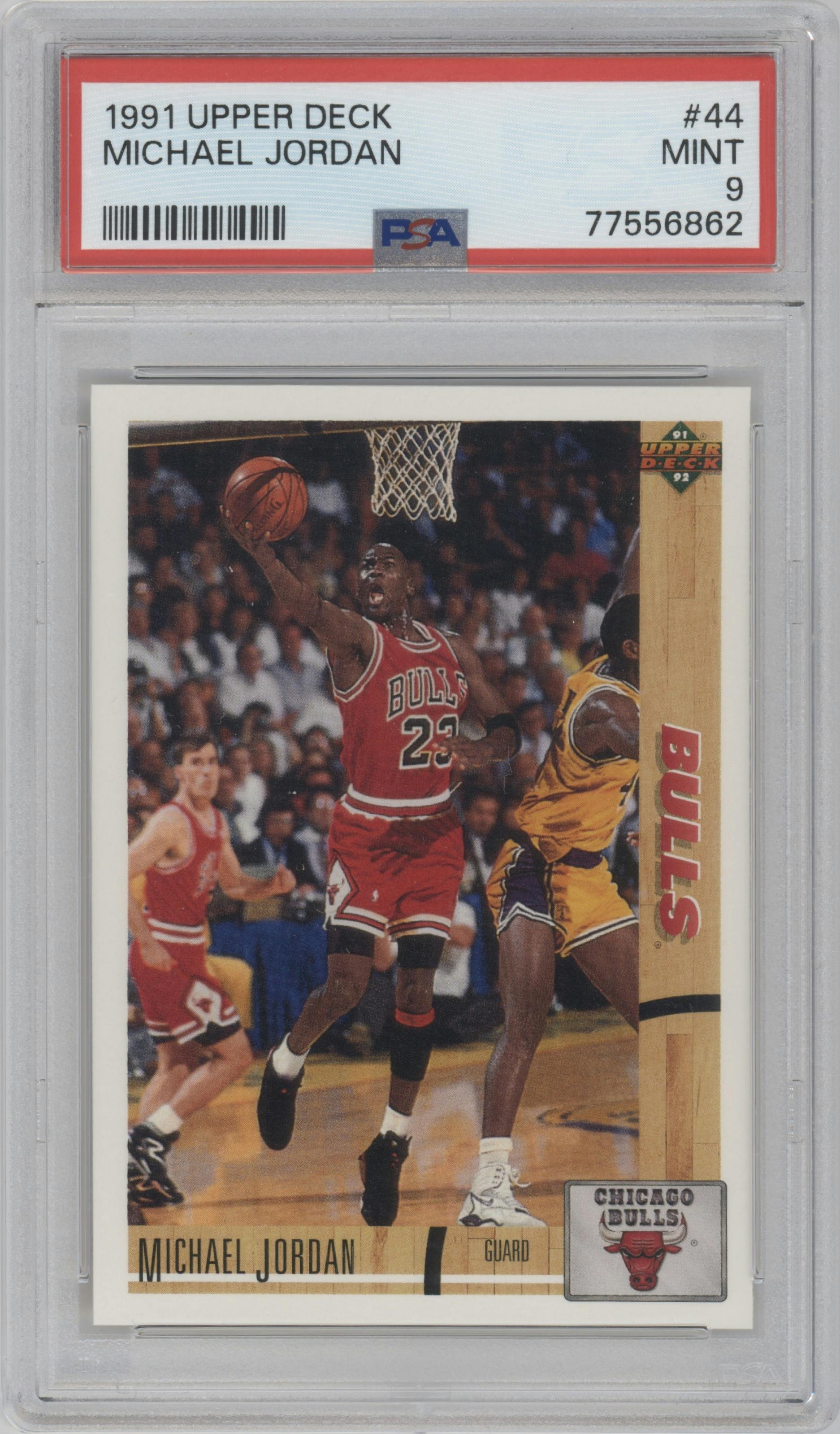 Michael Jordan from the 1991-92 Upper Deck set graded by PSA and given an overall grade of 9.